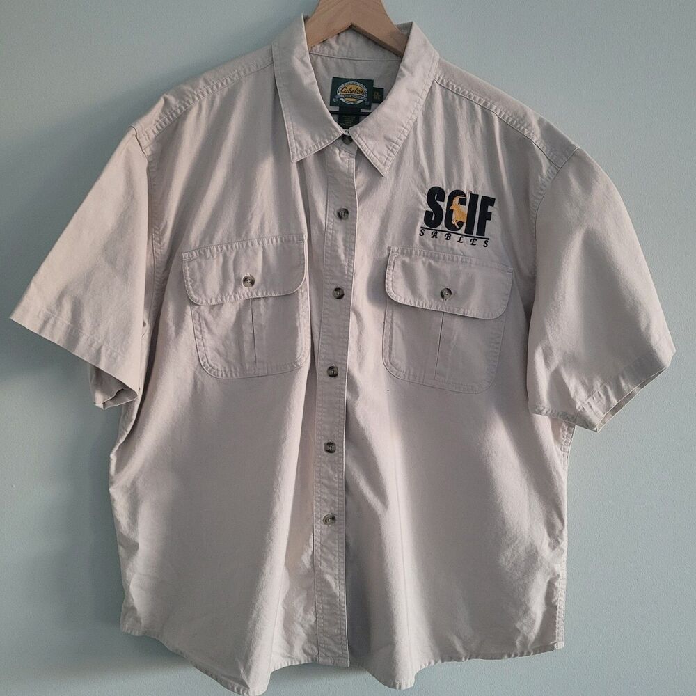 Cabela's Shirt Button Down Short Sleeve Embroidered SCIF Sables Women's Size XL